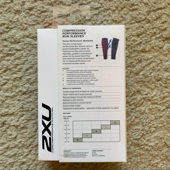 NWT Unisex 2xu Compression Performance Run Sleeves - Purple Calf Sleeves - Picture 5 of 6